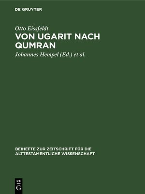 cover image of Von Ugarit nach Qumran